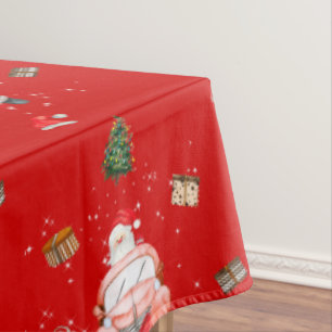 Red funny Happy Santa Christmas gift for wife Tablecloth