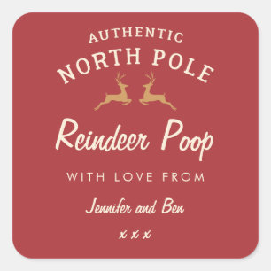 Red funny homemade Christmas Reindeer poop sticker