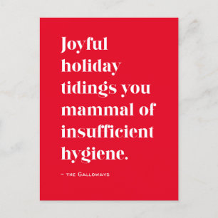 Red Funny Joyful Tiding Christmas Holiday Postcard