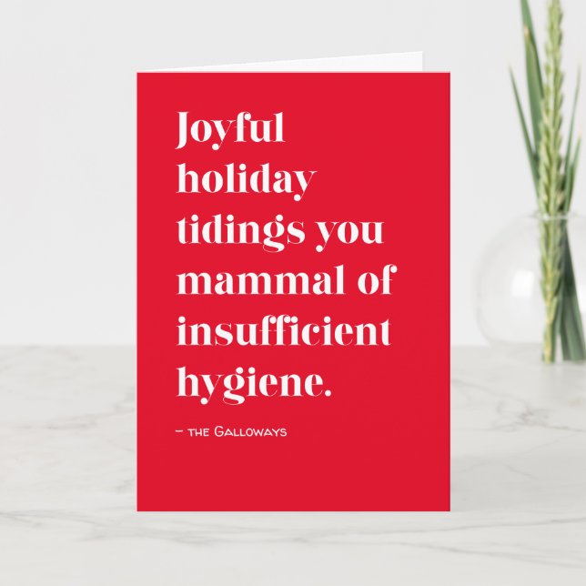 Red Funny Joyful Tidings Christmas Holiday Card (Front)