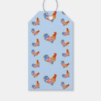 Red Funny Rooster Cockerel Blue and White Spots