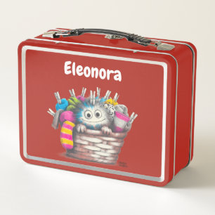 Red Funny Sock Monster Kids Design Metal Lunch Box