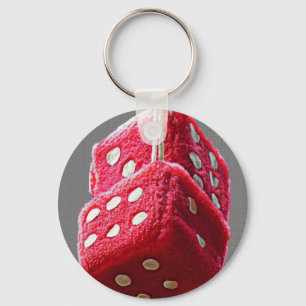 Red Fuzzy Dice Key Ring