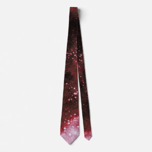 Red Galaxy Sparkles Abstract Tie