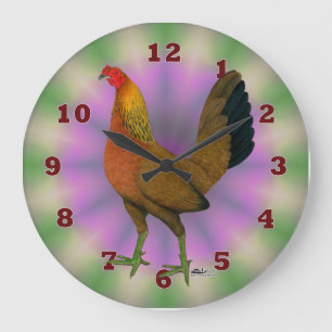 Red Game Hen Large Clock