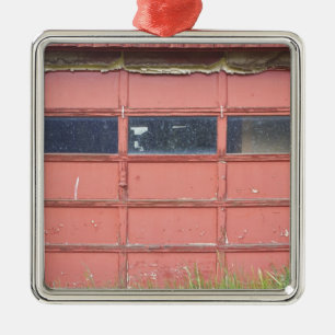 Red Garage Door Metal Ornament