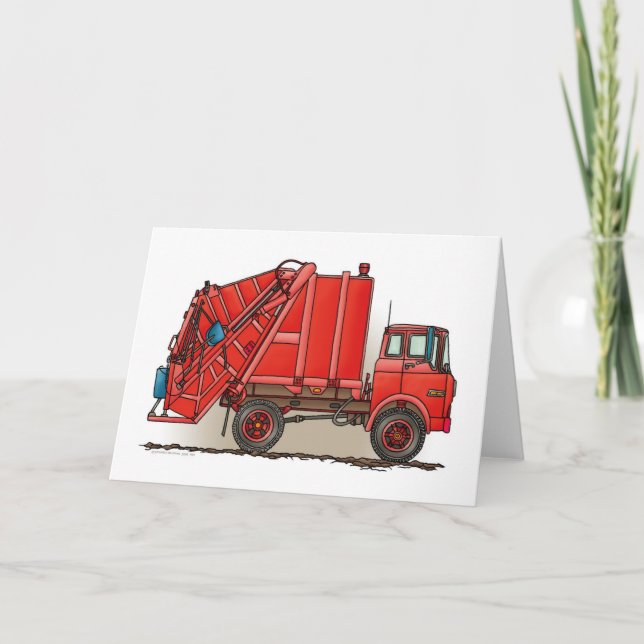 Red Garbage Truck Card (Front)