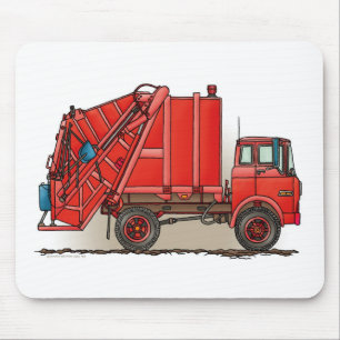Red Garbage Truck Mouse Pad