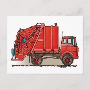 Red Garbage Truck Postcard