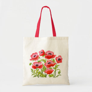 Red Garden Poppy Flowers Bag
