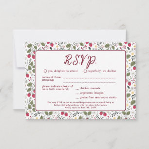 Red Garden Raspberry Spring Floral Wedding RSVP