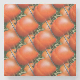 Red Garden Tomatoes Nature Art Pattern Stone Coaster