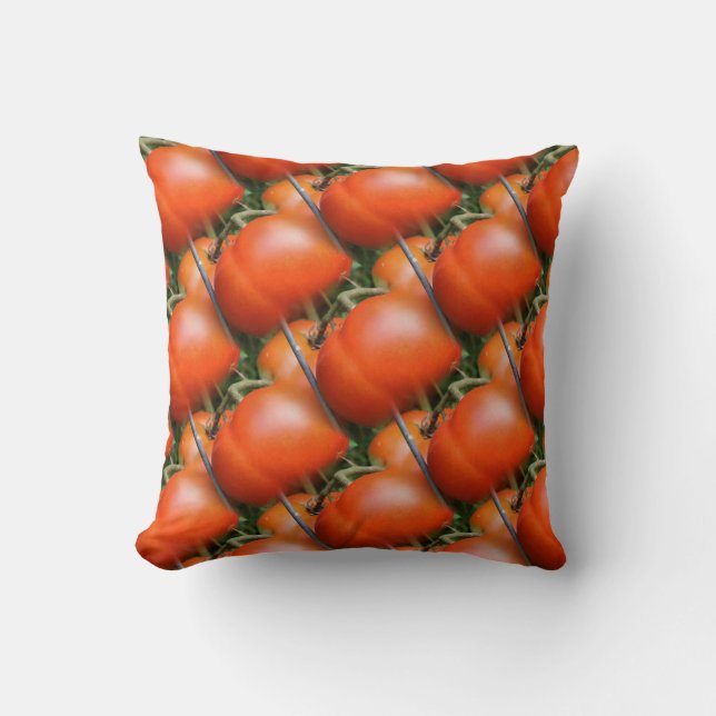 Red Garden Tomatoes Nature Pattern Cushion (Front)