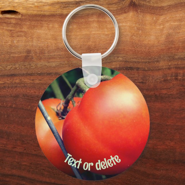 Red Garden Tomatoes Nature Personalised Key Ring (Front)