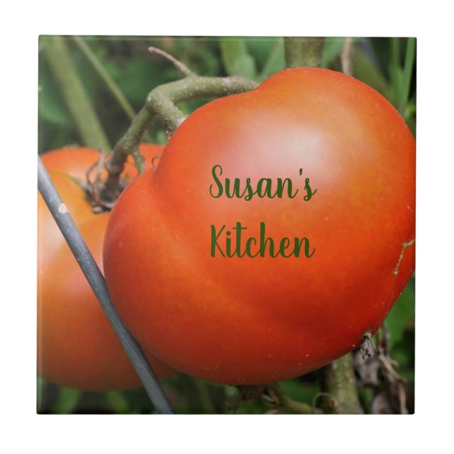 Red Garden Tomatoes Personalised Ceramic Tile (Front)