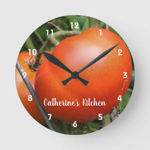 Red Garden Tomatoes Personalised  Round Clock