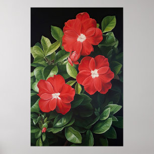 Red Gardenias Flower Art Print Poster