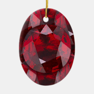 RED  GARNET GEMS JANUARY BIRTHSTONE CERAMIC ORNAMENT