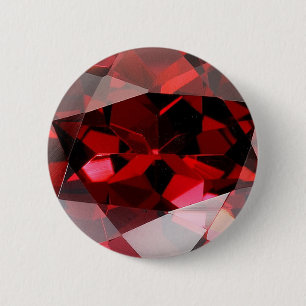Red Garnet Gemstone January Birthstone 6 Cm Round Badge