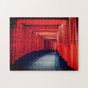 Red Gateways of Japan: Calligraphy & Torii Puzzle