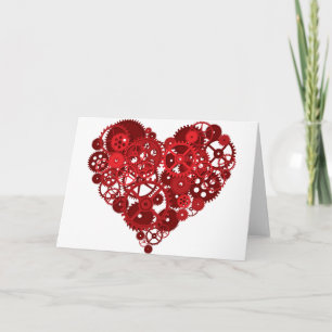 Red Gears Heart Holiday Card