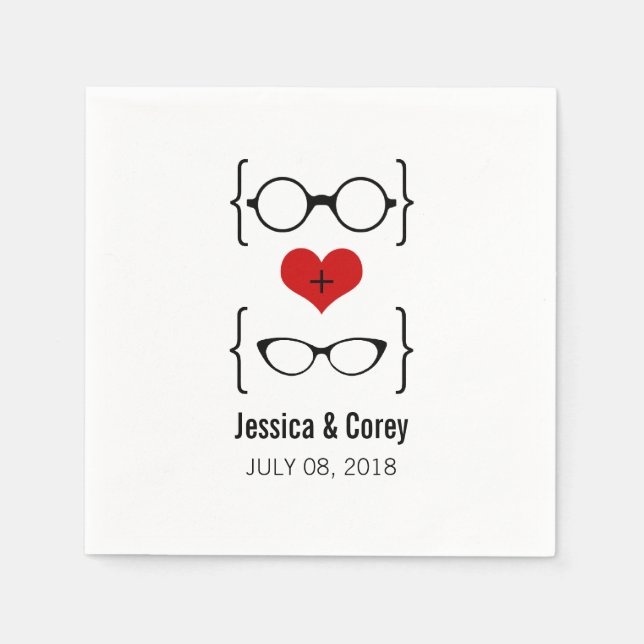 Red Geeky Glasses Paper Napkins (Front)