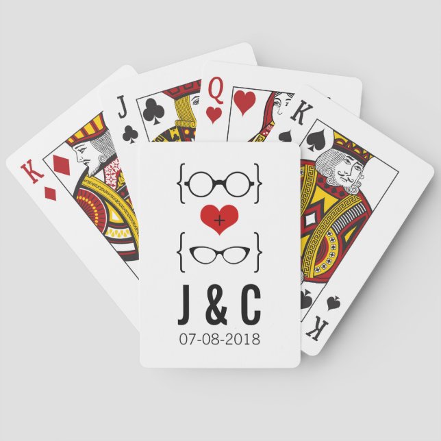 Red Geeky Glasses Playing Cards (Back)