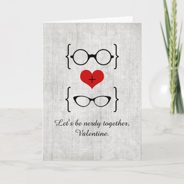 Red Geeky Glasses Valentine's Day Card (Front)