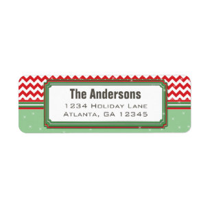 Red & Geen Chevron ZigZag Christmas Return Address Label