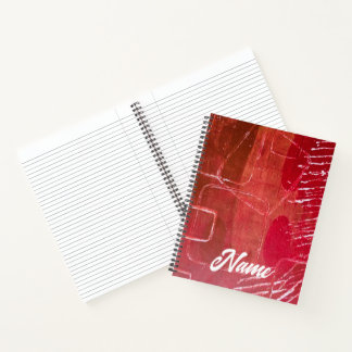 Red, Gel Print Collage Spiral Notebook