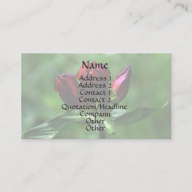 Red Gentian Floral Business Card (Front)