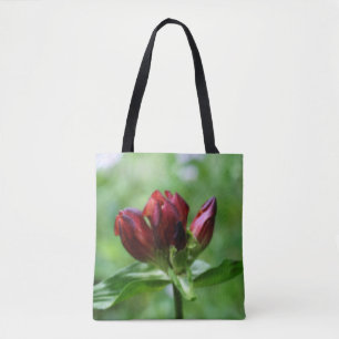 Red Gentian Flower In Bloom Tote Bag