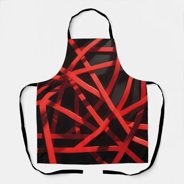 Red Geometric Abstract Chaos Apron (Front)