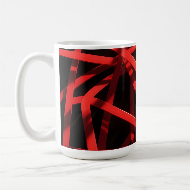 Red Geometric Abstract Chaos Coffee Mug (Left)