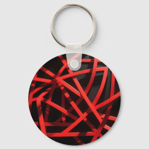 Red Geometric Abstract Chaos Key Ring