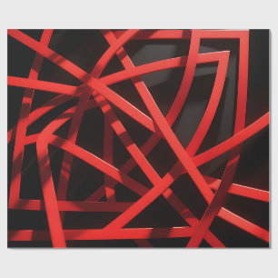 Red Geometric Abstract Chaos Wrapping Paper