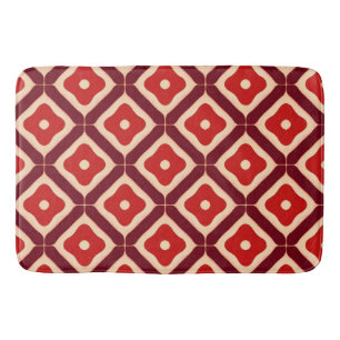 Red Geometric Abstract Design Bath Mat