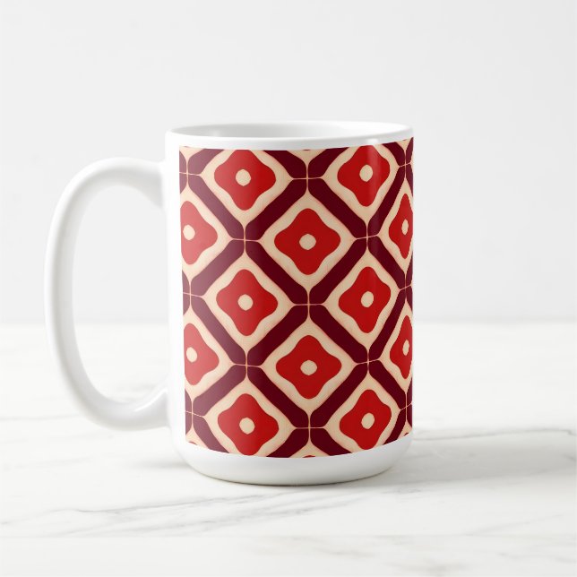 Red Geometric Abstract Design Coffee Mug (Left)