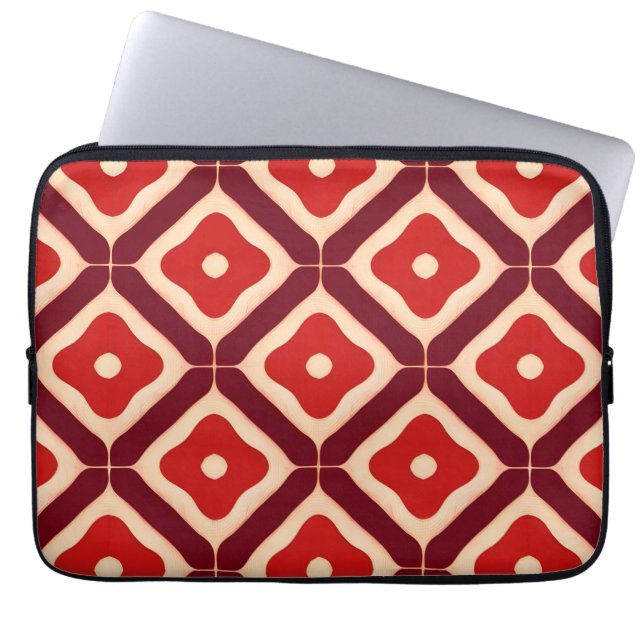 Red Geometric Abstract Design Laptop Sleeve (Front)