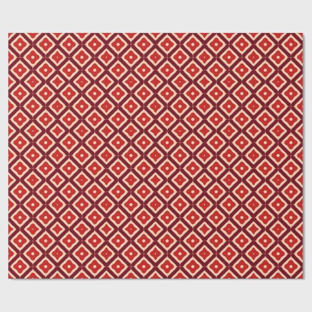 Red Geometric Abstract Design Wrapping Paper (Flat)