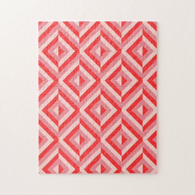 Red Geometric Diamond Pattern Frustrating Jigsaw Puzzle (Vertical)