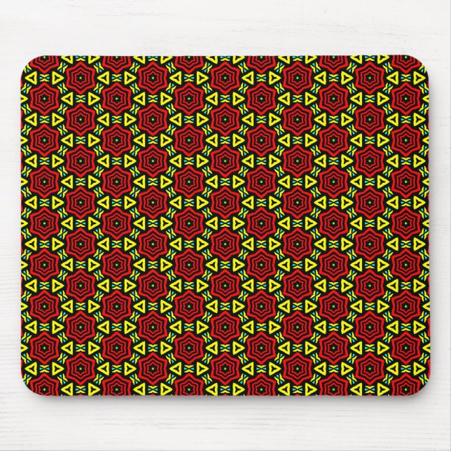 Red Geometric Flower Mouse Pad (Front)