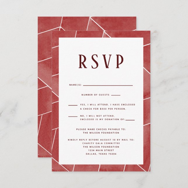 Red Geometric Gala RSVP Card (Front/Back)