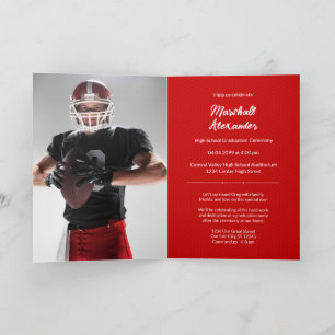 Red Geometric Graduation Photo Invitation