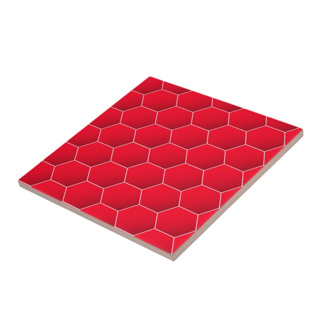 Red geometric hexagon ceramic tile (Side)