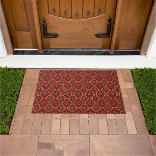 Red Geometric Indian Pattern Doormat