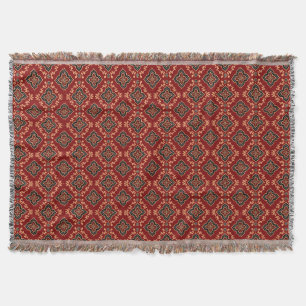 Red Geometric Indian Pattern Throw Blanket
