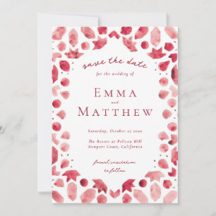 Red Geometric Intricate Pattern with QR Save The Date