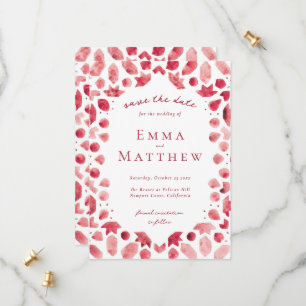 Red Geometric Intricate Pattern with QR Save The Date