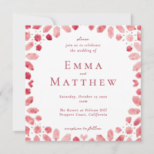 Red Geometric Moroccan Tile Square Wedding Invitation